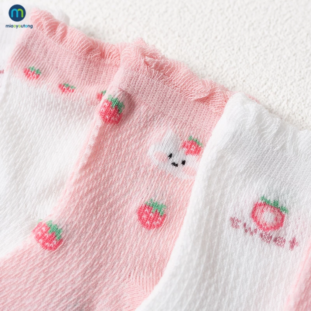 5 Pairs Premium Cute Netted Cotton Socks for Womens