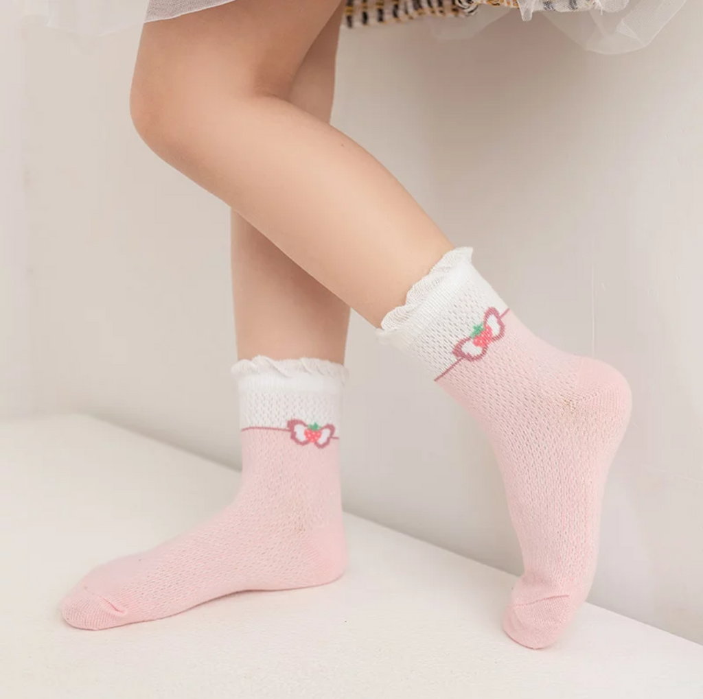 5 Pairs Premium Cute Netted Cotton Socks for Womens